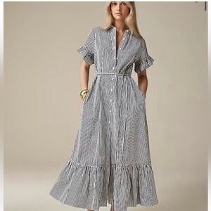 J. Crew Amelia maxi shirt-dress in stripe cotton poplin